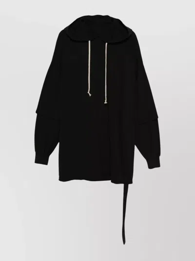 Rick Owens Drkshdw Asymmetrical Hem Long Sleeve Hoodie In Black