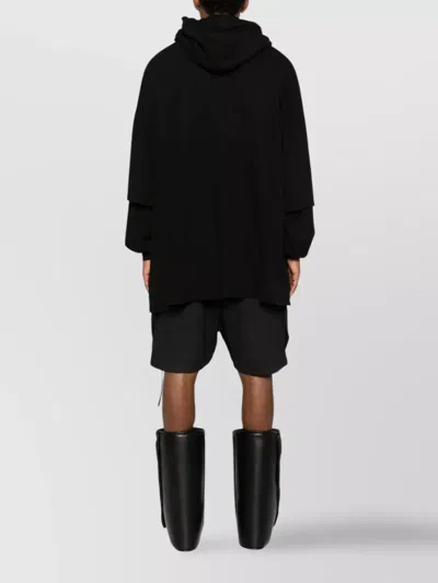 Rick Owens Drkshdw Asymmetrical Hem Long Sleeve Hoodie In Black