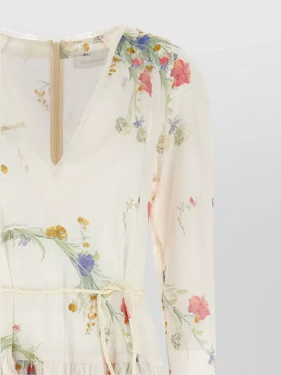 Zimmermann Floral Tiered Maxi Dress With Long Sleeves In Multi