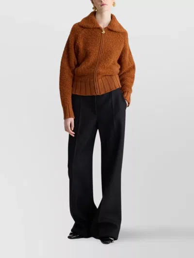 Patou Boucl Bomber Jacket In Wool And Alpaca Blend In Brown