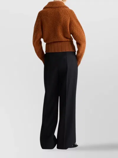 Patou Boucl Bomber Jacket In Wool And Alpaca Blend In Brown