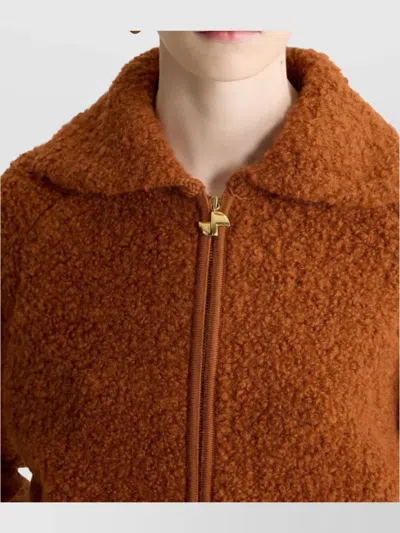 Patou Boucl Bomber Jacket In Wool And Alpaca Blend In Brown
