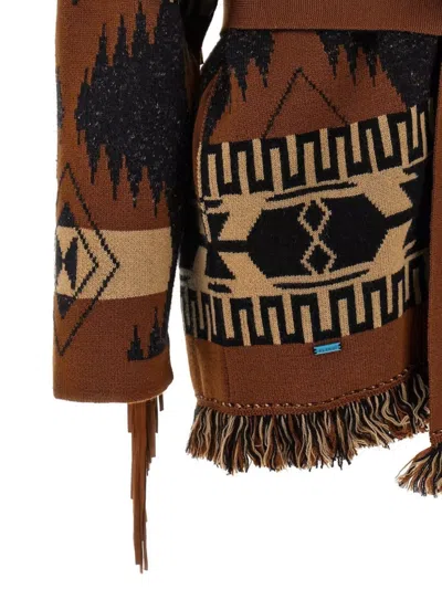 Alanui Dreamscape Jacquard Cardigan In Black/brown In Brown