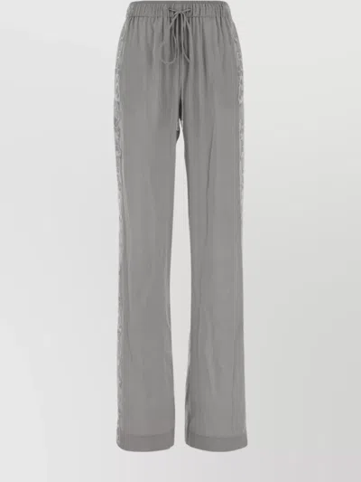 Ermanno Scervino Stretch Silk Palazzo Trousers With Side Stripe In Gray