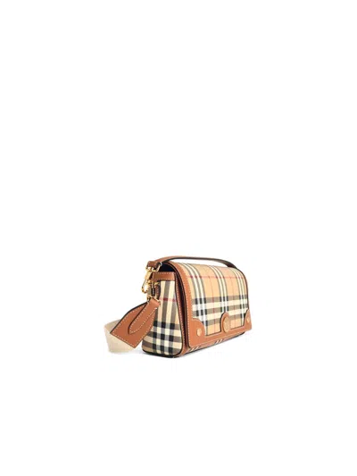 Burberry 'note' Beige Cotton Blend Bag Women In Brown