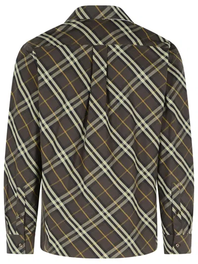 Burberry Long Sleeve Button-down Shirt With Plaid Design In Brown