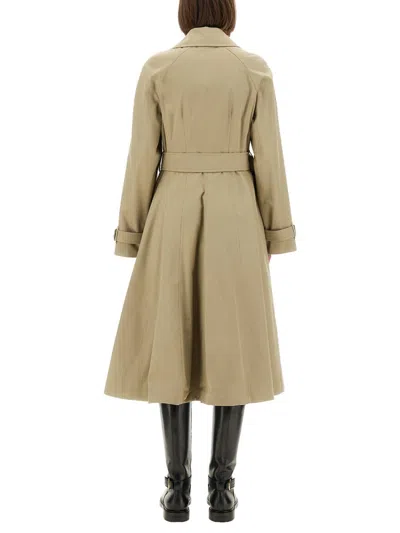 Burberry Cotton Trench Coat Adjustable Waistband In Green