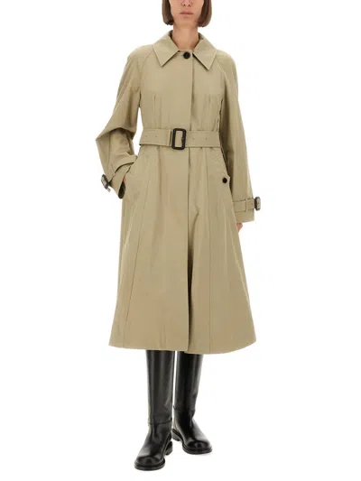 Burberry Cotton Trench Coat Adjustable Waistband In Green