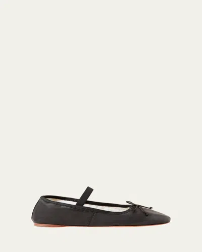 Loeffler Randall Leonie Lambskin Bow Ballerina Flats In Black