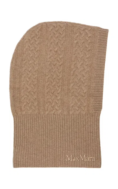 Max Mara Romana Cable-knit Cashmere Hood In Brown