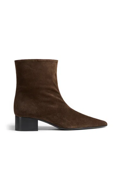 Khaite Andee Suede Ankle Boots In Brown