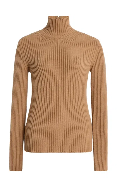Max Mara Wool And Cashmere Turtleneck Sweater In Gold