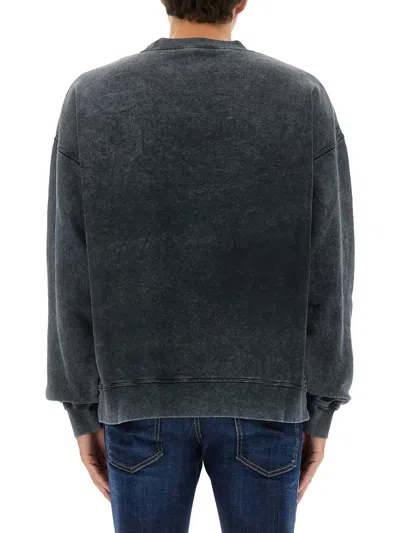 Dsquared2 Washed Grey Sweatshirt With Logo In Blue