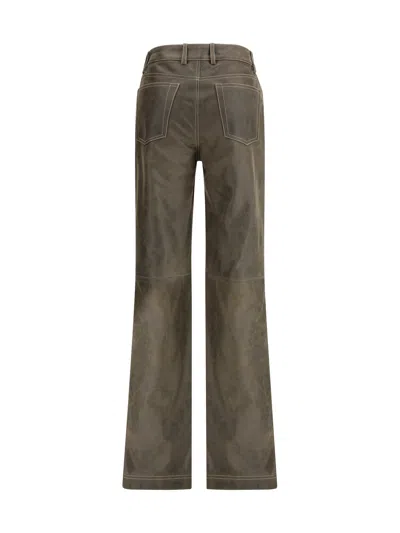 Etro Leather Pants In Green