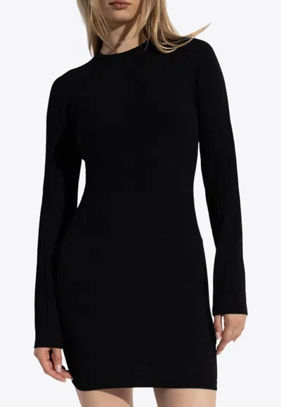 Balmain Knitted Mini Dress In Black