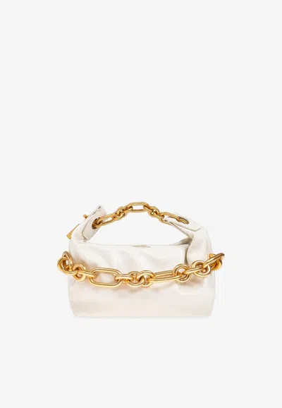 Balmain Sync Chain Mini Top-handle Bag In Calfskin Leather In Sand