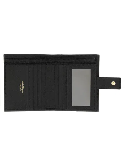 Ferragamo Gancini Wallet Gold-tone Hardware In Black