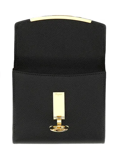 Ferragamo Gancini Wallet Gold-tone Hardware In Black