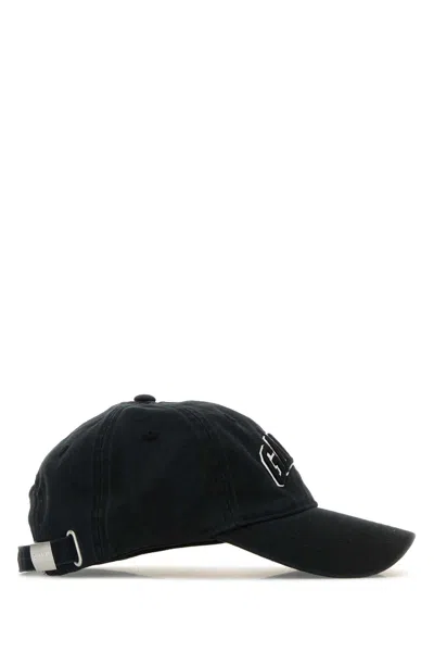 Ganni Womens Black Brand-embroidered Cotton-canvas Cap In Black