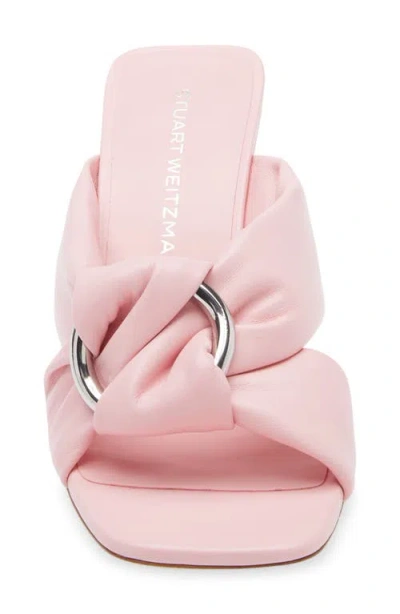 Stuart Weitzman Cece Leather Twisted Ring Slide Sandals In Pink