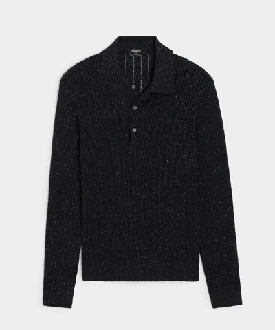 Todd Snyder Men's Textured Wool Sweater Polo In Navy, Size Xxl In Black