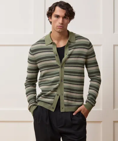 Todd Snyder Men's Silk-cotton Sweater Polo In Sage, Size Xxl In Green