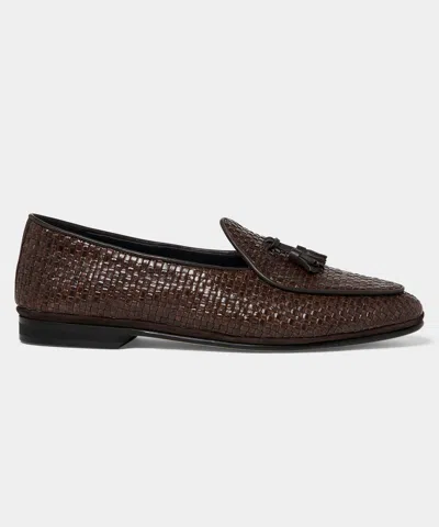 Rubinacci Marphy Woven Leather Tasselled Loafers In Brown