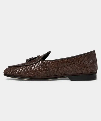 Rubinacci Marphy Woven Leather Tasselled Loafers In Brown