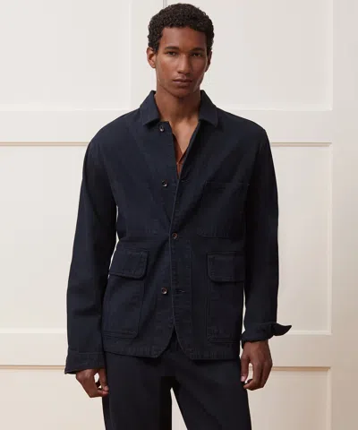 Todd Snyder Men's Indigo Stripe Studio Jacket In Indigo, Size Xxl In Blue