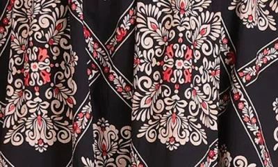 Avec Les Filles Botanical Print Corset Bodice Stretch Cotton Midi Dress In Multi