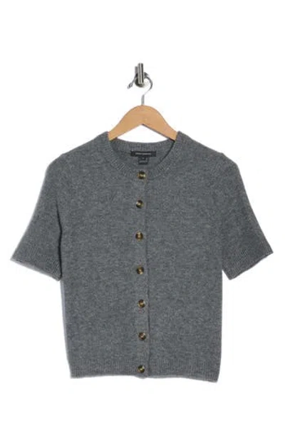 French Connection Short Sleeve Button-up Cardigan In Gray