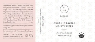 Lizush Organic Facial Moisturizer Nourishing And Moisturizing In White