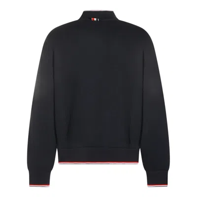 Thom Browne Cotton Zip Hoodie And Pockets In Blue