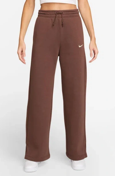 Nike Sportswear Phoenix High Waist Wide Leg Sweatpants In Brown