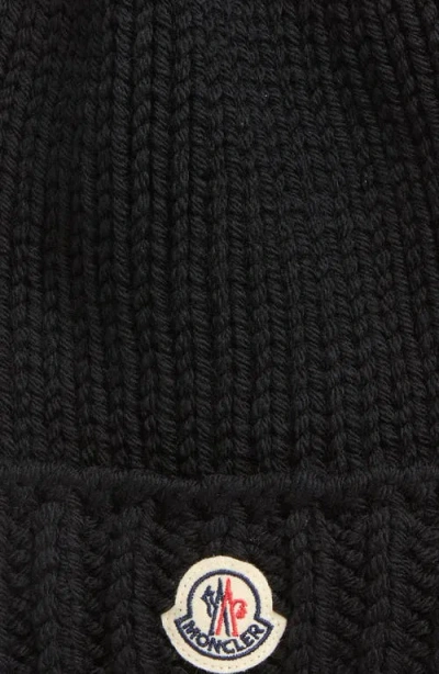 Moncler Kids' Virgin Merino Wool Beanie In Black