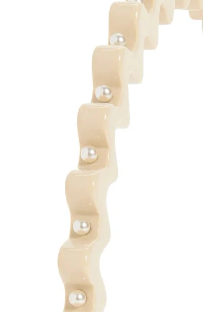 Alexandre De Paris Imitation Pearl Headband In Neutral