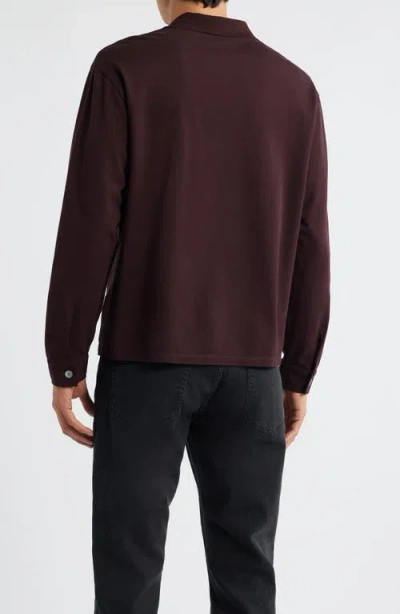 Frame Pique Regular Fit Long Sleeve Polo Shirt In Burgundy