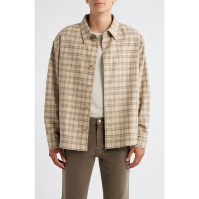 Frame Wool And Silk-blend Flannel Overshirt In Brown