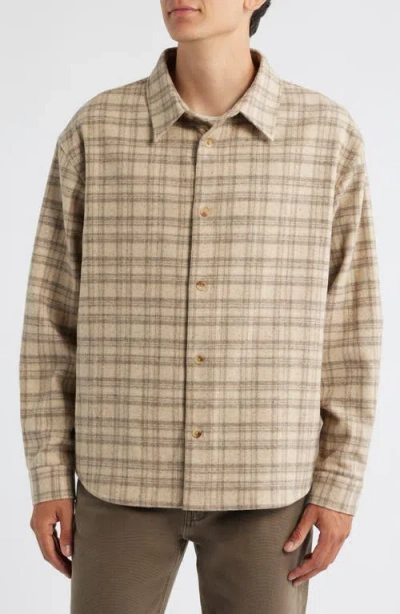 Frame Wool And Silk-blend Flannel Overshirt In Brown