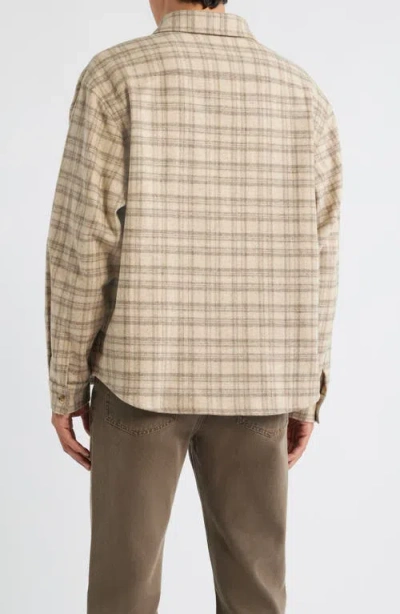 Frame Wool And Silk-blend Flannel Overshirt In Brown