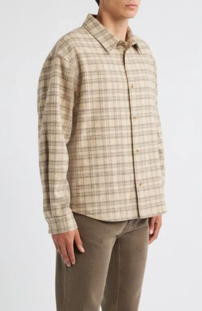 Frame Wool And Silk-blend Flannel Overshirt In Brown
