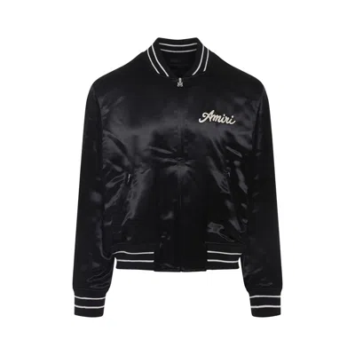 Amiri Men Black Jacket With Logo On The Front And Back In Tech Fabric Man In Black