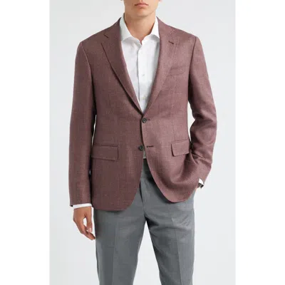 Canali Kei Trim Fit Light Red Wool & Silk Blend Herringbone Sport Coat In Red