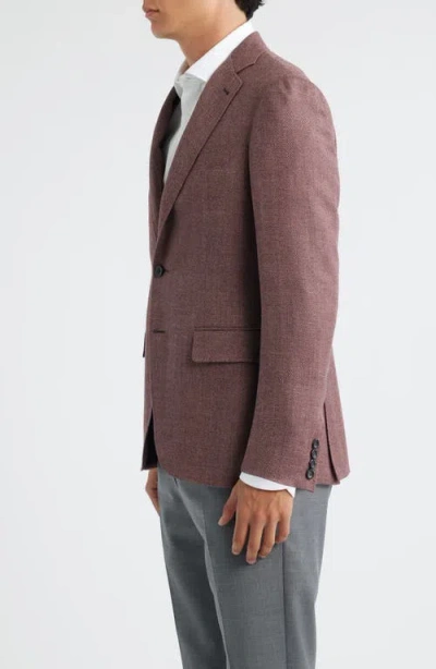 Canali Kei Trim Fit Light Red Wool & Silk Blend Herringbone Sport Coat In Red