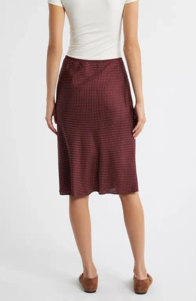 Doen Elowette Polka-dot Silk-blend Twill Midi Skirt In Burgundy