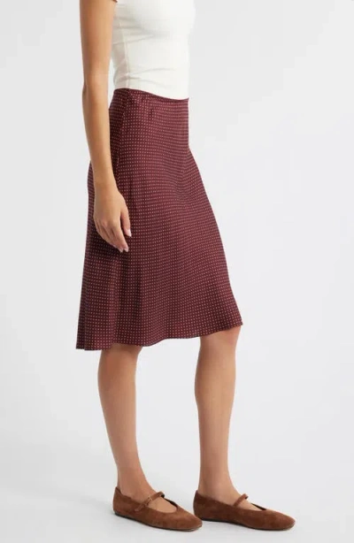 Doen Elowette Polka-dot Silk-blend Twill Midi Skirt In Burgundy