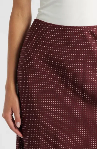 Doen Elowette Polka-dot Silk-blend Twill Midi Skirt In Burgundy