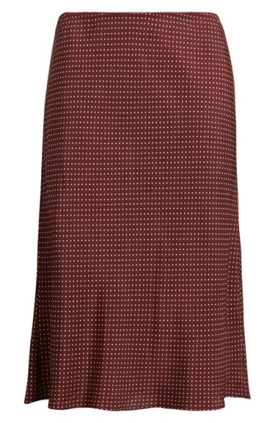 Doen Elowette Polka-dot Silk-blend Twill Midi Skirt In Burgundy