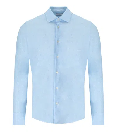 Archivium Light Blue Shirt With Micro-pattern In Blue
