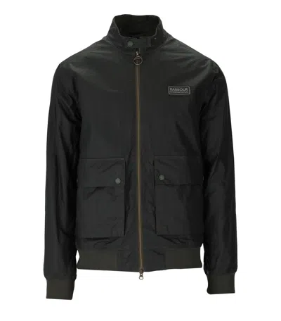 Barbour International Colvile Wax Sage Green Jacket In Black